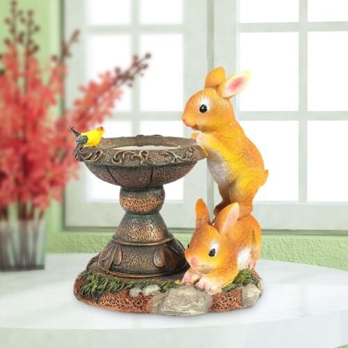 Solar Powered Rabbit Sculpture LED Light Resin Bunny Statue For Home Outdoor Courtyard Garden Animal Figurines Decoration Craft