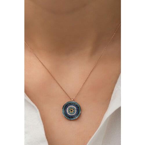 925 setting Rose Gold Plated Wavy Silver Evil Eye Necklace Elegant Design Pleasant View Useful Quality Product Jewelry Accessory 2021 Trend