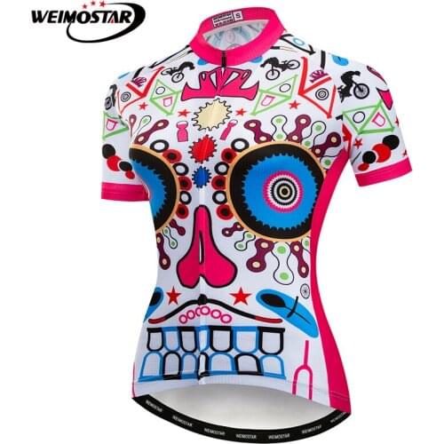 Weimostar Cycling Jersey women Bike Jerses 2018 road MTB bicycle Clothing Skull female Outdoor sportswear maillot Racing top