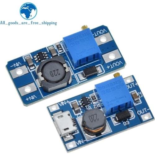 TZT 10pcs MT3608 DC-DC Step Up Converter Booster Power Supply Module Boost Step-up Board MAX output 28V 2A for arduino