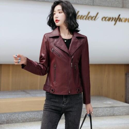4XL Large Size Women Leather Jacket New 2021 Motorcycle Leather Coat Female Short Slim Spring And Autumn Coats Womens Jackets