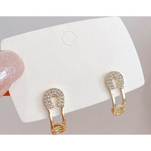 Mini Pin Shaped Studs Earrings Womens 2021 New Trendy Personalized Design Dangle Metal Gold Plated Female Jewelry Accessories