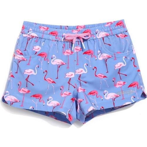 Lady Casual Shorts Women Beachwear Shorts Women Green flower print Shorts Spandex Stretch Fabric