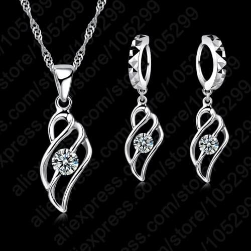 New Arrival Fine 925 Sterling Silver Jewelry Sets Women Cubic Zirconia Necklace&Pendant&Earrings Free Shipping