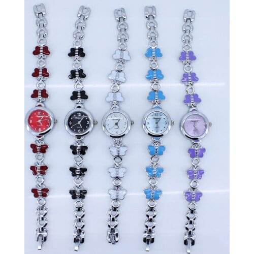 10pcs /Lot Mixed Color Bulk Fashion Girl Lady Women Watches Alloy Butterfly Strap Quartz Wristwatch O12M10