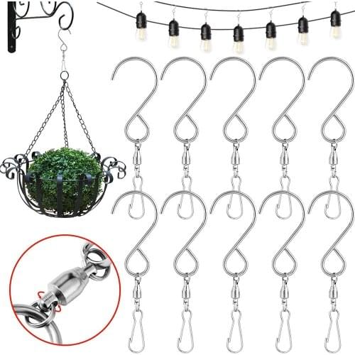 10 Pcs/pack Swivel Hooks Clips for Hanging Wind Spinners Wind Chimes Crystal Twisters Party Supply Rotating Display S Hooks