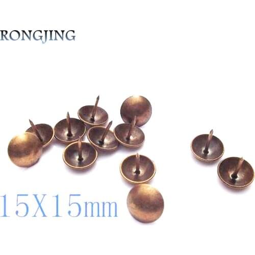 100pcs Copper DIY Wooden Accessories Corners Fixed Antique Rivets Bubble Nails Decorative Vintage Furniture Sofa Nails 15X15mm