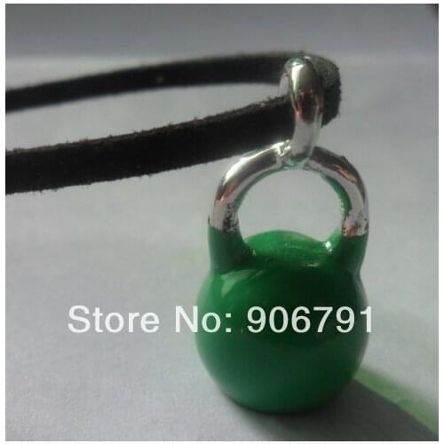 100pcs a lot Good Quality Zinc Alloy antique silver Plated green kettle bell charms pendant for gift