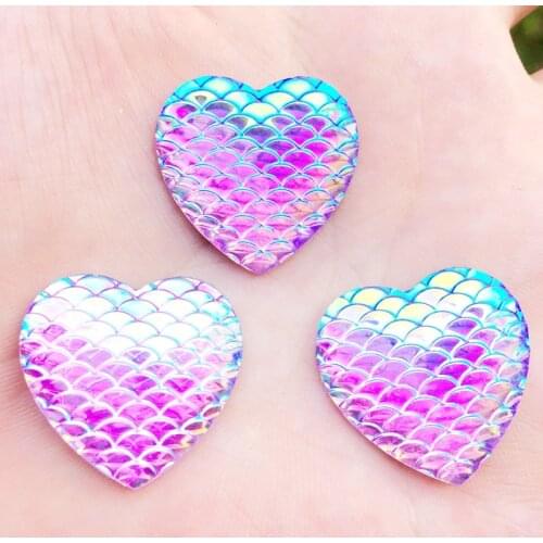 12pcs heart accessories 25mm beads fish scales Mermaid scale AB color Rhinestone effect buttons,DIY handmade materials-A461