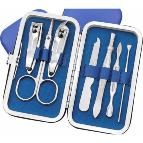 200set 7Pcs/Set Portable Stainless Steel Nail Art Manicure Care Tool Mini Finger Toe Cutter Clipper File Scissor Tweezer new