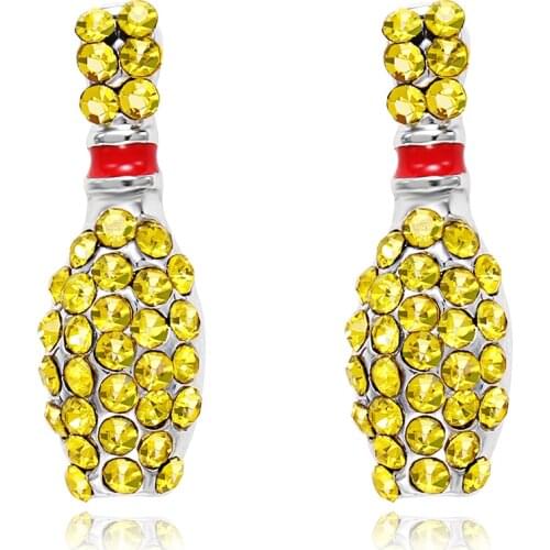 2019 1Pair Bowling Stud Earrings Gold Silver Color Zircon Rhinestone Earrings Stud For Women Earring Jewelry Making Findings