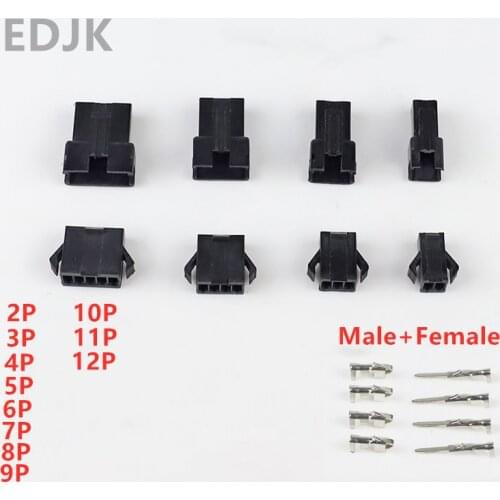 5PCS/SET SM2/3/4/5/6/7/8/9/10/11/12P pin Pitch 2.54MM Female + Male Housing terminals connector SM2.54（Without line