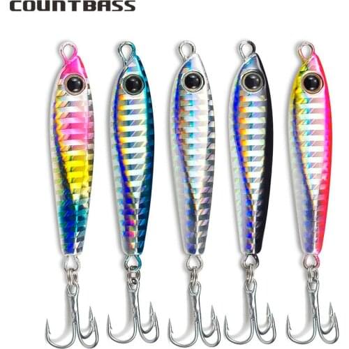 COUNTBASS 5PCS 18g 0.63oz Jigging Lures, Micro Metal Lead Fishing Jigs Sea Bass Game, Small size Fish Lure