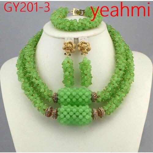 African Beads Jewelry Set Crystal Bride Nigerian Wedding Women Costume Jewellery Set 2020 Free Shipping GY201-1