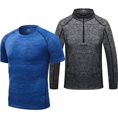 Quick Dry Breathable Fitness T-shirts Men Jersey Sports Running Short TShirt Slim Fit Gym Hiking Plus Size Long Sleeve Tshirt