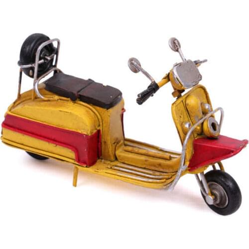 Decorative Metal Scooter Red and Yellow -Trinket, Miniature, Gift, Nostalgic, Vintage, Handmade, hand Painted, Quality Durable