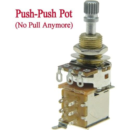 Dopro Guitar Bass Push-Push Pot Audio/Linear Taper Guitar Potentiometer Pot w/ USA/Imperial Brass Shaft A250K/A500K/B250K/B500K