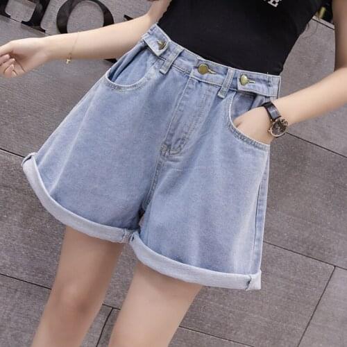 Denim Wide-Legged Plus Size 5Xl Large Fashion Zevity Basic High Waist Summer WomenS Casual Cycling Clothing Shorts Female 2021