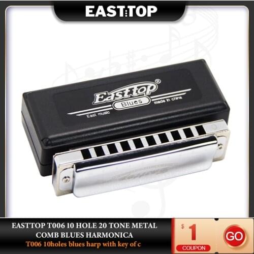 EASTTOP T006 10 hole brass comb brass reedplate blues harmonica
