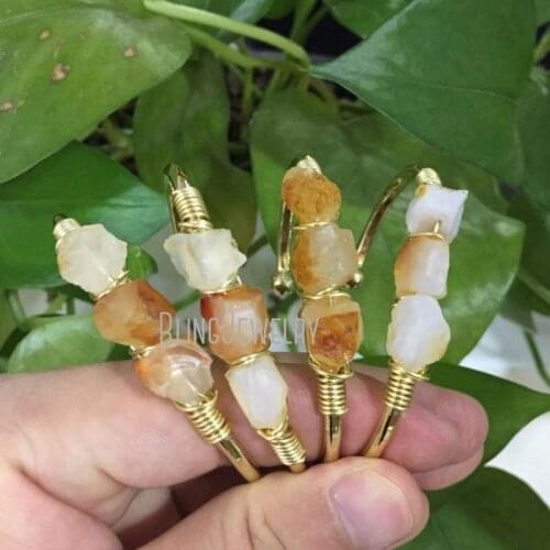 BM39837 Rough Citrine Bracelet Gold Cuff Bracelet Raw Stone Cuff Bracelet Gemstone Bangle