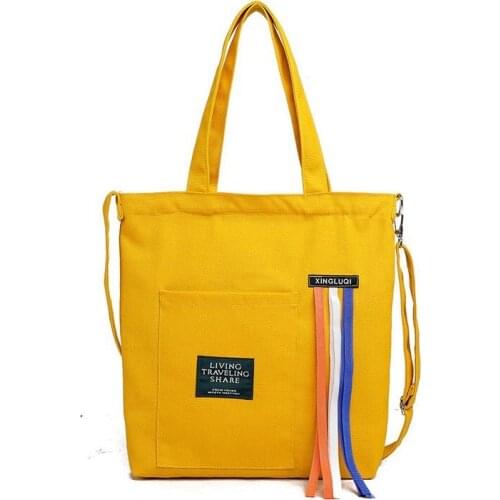 Canvas Women Shoulder Bag Zipper Cotton Tote Shopper Bag Astronaut Eco Reusable Shopping Bag Handbag Cloth Messenger Bag Tassels