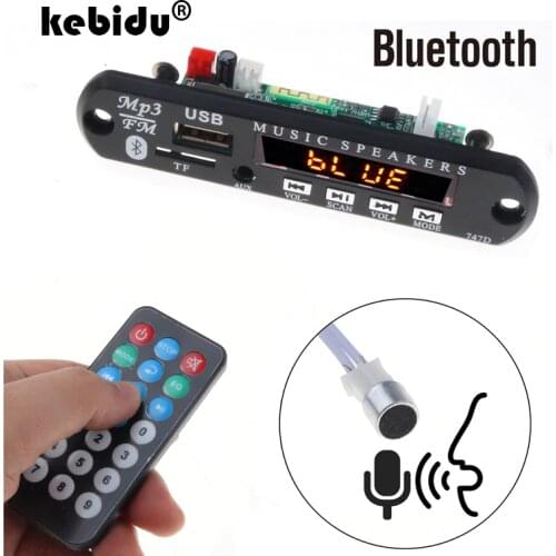 Kebidu Bluetooth Handfree Car Kit 5V-12V MP3 Player TF USB 3.5 Mm AUX Audio Decoder Board FM Radio For Car For Iphone Android