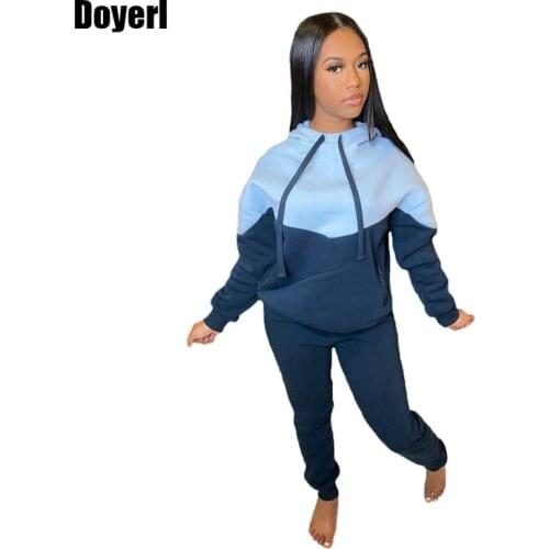 Winter Two Piece Women Sets Clothes Thick Sweatshirt Crop Top and Sweatpants Set Jogging Sport Tracksuit Women Sweat Suit Set