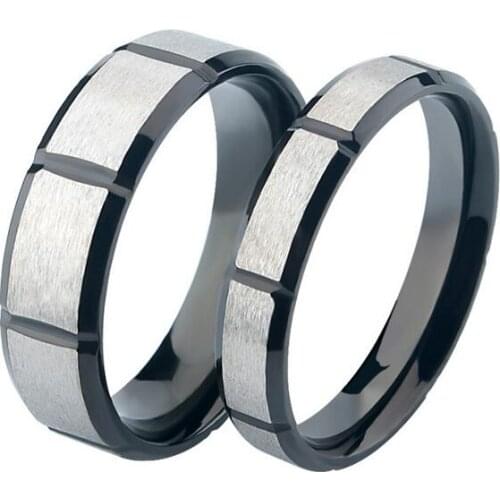 Stainless steel brushed titanium steel rings couple rings Creative