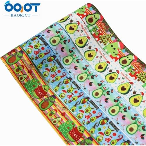 1-1/2'' Avocado fruit Printed grosgrain ribbon,10yrds DIY Hair Bow Wedding Festival Home Party Birthday DecoraL-20904-92tions