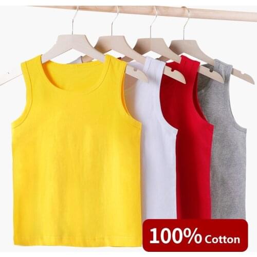 Boys' Tank Tops 100% Cotton Sleeveless Undershirts Toddler Kids Cotton Tank Top Super soft comfortable and breathable For 4T-15Y