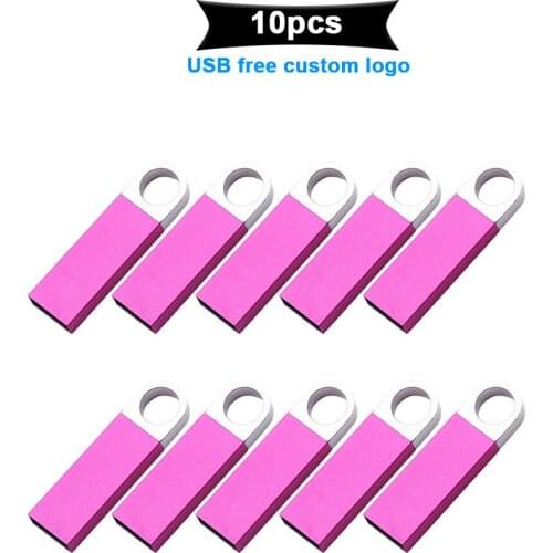 10pcs/lot Metal USB Flash Drive 128gb Pen Drive 4gb 8gb 32gb 64gb Usb2.0 Flash Disk Memory Stick pendrive stick free custom logo