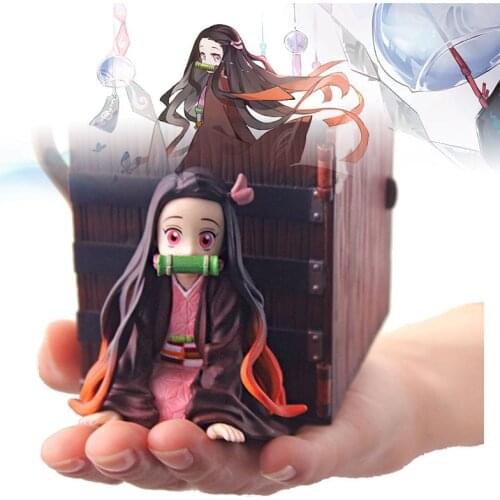Cute Model Toys Gk Mini Nezuko In Box Anime Kimetsu No Yaiba Gk Action Figure Toys Kamado Nezuko In Box For Children Collectible