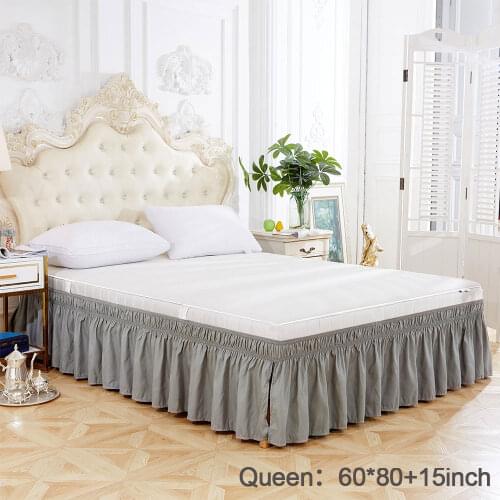 8 Colors Fashion Solid Color Elastic Bed Skirt Wrinkle Free Dust Ruffle for Twin Queen King Monden New N11