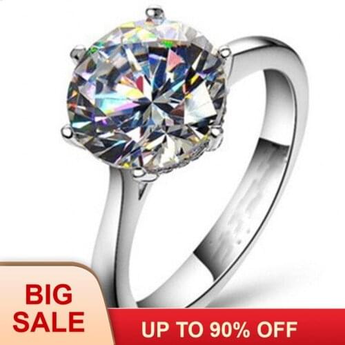 Fashion Jewelry Women Engagement ring Silver color 3ct AAAAA zircon cz Female Wedding band Rings free shipping
