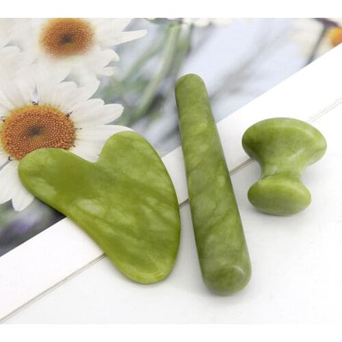 100% Natural Jade Guasha Massage Tools Set Treatment For Facial Lifting Remove Wrinkles Anti Cellulite Acupuncture SPA Therapy