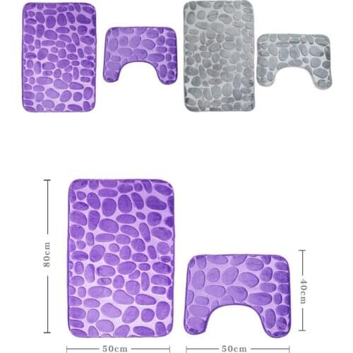 Drop Shipping Cobblestone modern bathroom mat set Bathroom Carpet Toilet mat Non-Slip Flannel Bath mat tapis salle de bain
