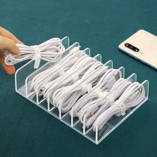Desktop Data Line Storage Box Office Drawer Wire Cable Sundries Storage Box Large Size Transparent USB Line Holder Container
