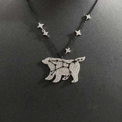 New Fashion Bear Necklaces Simple Set Crystal Raccoon Star Cubic Zirconia Chain Necklace Collares Jewelry Women Zk30