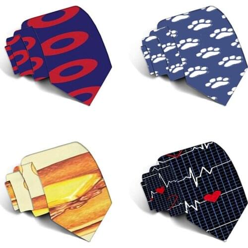 New Design Funny Neckties For men Cartoon Novelty Fashion Ties Electrocardiogram Printed Neck ties Wedding Gift 5LD24