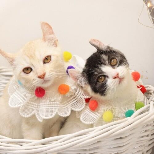 New Cat Bib neck Puppy Pet Accessories Dogs Bows cat lace collar dog rabbit saliva towel bow bell bib