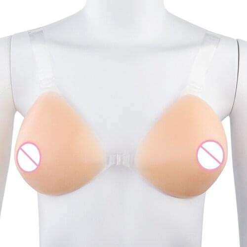 ONEFENG Hot Selling Triangular Shape Silicone Breast Forms with Transparent Straps for Unisex Beautiful 2000-2400g/pair