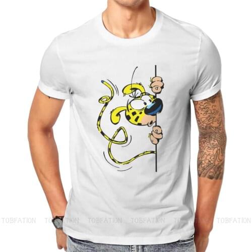Gaston Lagaffe Comics Original TShirts Marsupilami Blue Wall Personalize Mens T Shirt New Trend Tops 6XL