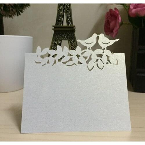 Popular laser cut customizable paper heart wedding seat table name place card