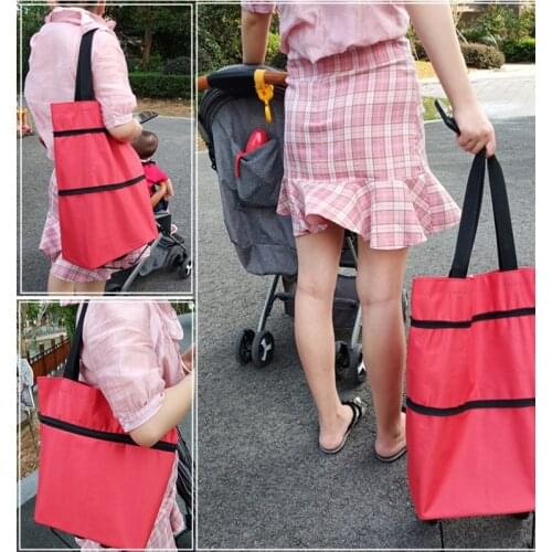 Folding Shopping Pull Cart Trolley Bag With Wheels Foldable Shopping Bags Reusable Grocery Bags Food Organizer Vegetables Bag