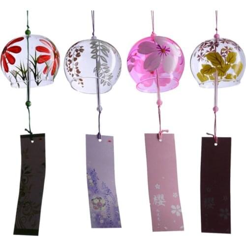1pcs Japanese Style Glass Wind Chime Blessing Bell Room Hanging Windchimes Home Decorations Wind Chimes