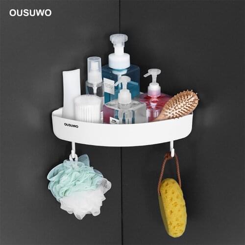 Bathroom drain rack bathroom free punch plastic storage basket creative triangle double suction cup washing storage rack