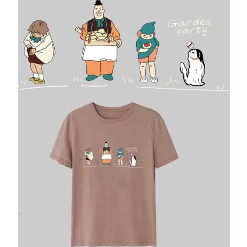 Anime Iron On Transfer Sticker Cute Cartoon Animal Thermal Transfer Patch Heat- Sensitive Applique Sticker Clothes Decoration