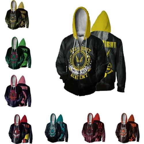 Anime 3D Hoodie My Hero Academia Halloween Carnival School Cosplay Sweatshirt Zipper Jacket Coat Pullover Tracksuit Men Women