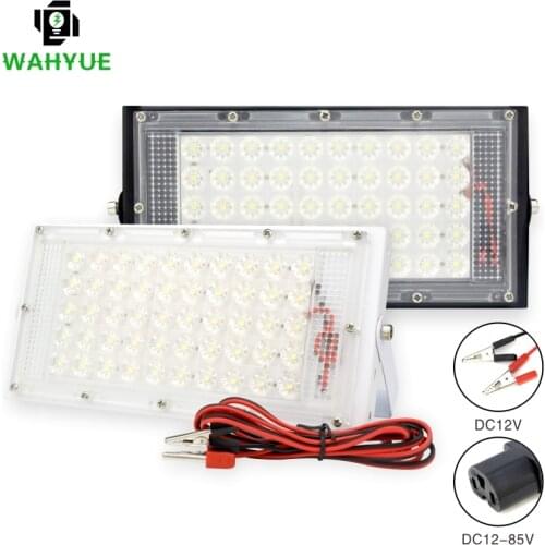 DC 12V-85V 50W Led Flood Light Outdoor Floodlight Spotlight 12v Volt Reflector Led Portable Security Light Connect with Battery