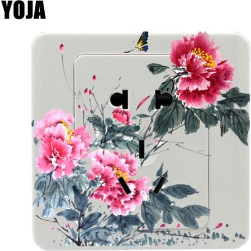 YOJA Peony, Peach And Red Butterfly In Spring Living Room Wall Sticker Waterproof PVC Colour Switch Decals Home Decor 8SS0392
